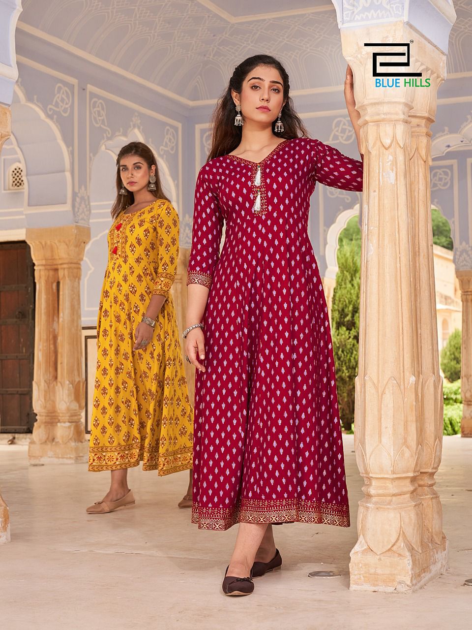 Blue Hills Hotstar 10 Rayon Fancy Party Wear Designer Long Kurti Collection
